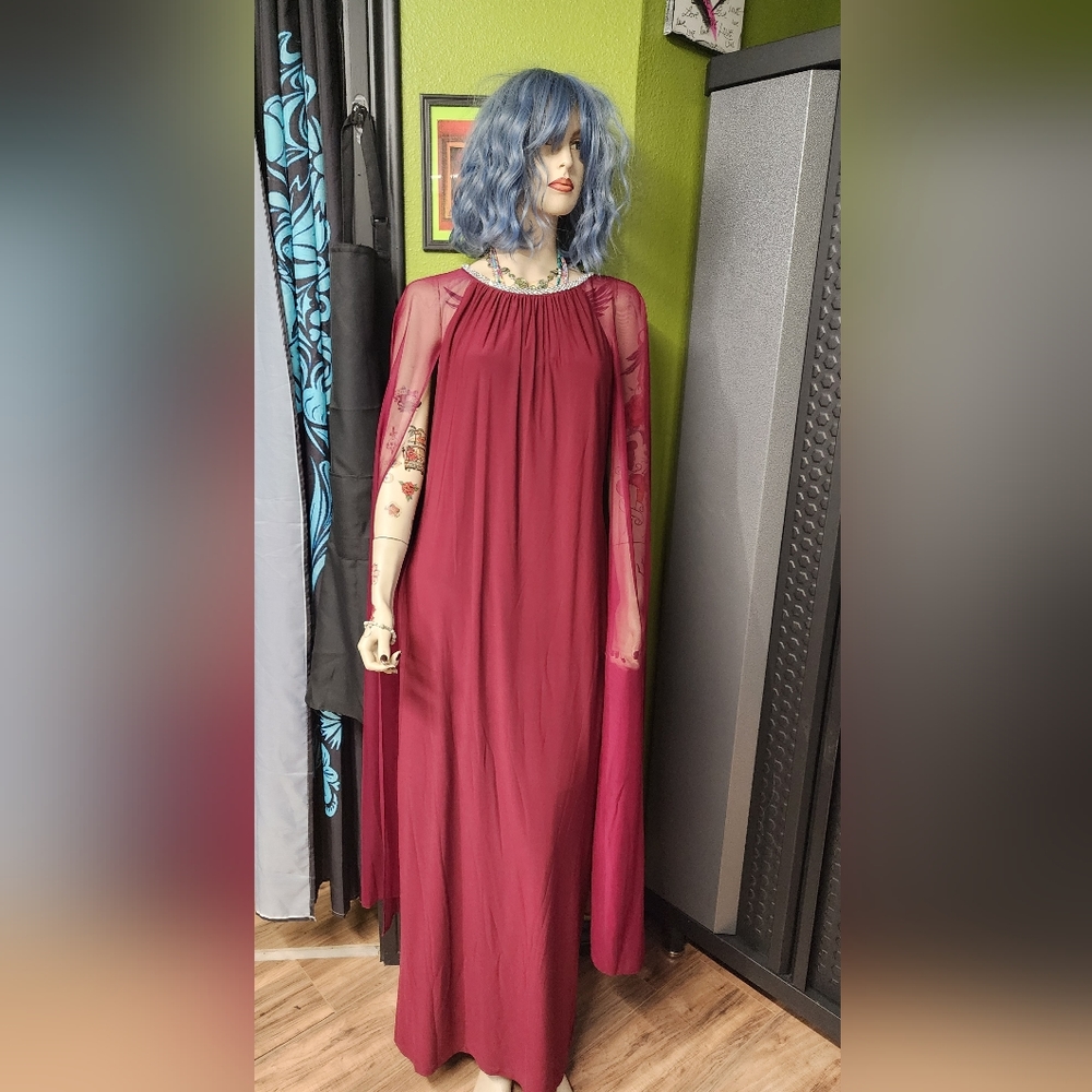 R&M Richards long gown Merlot size 14p